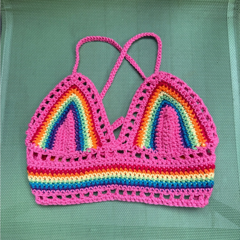 Colorful Crochet Rainbow Top bralette crop pride